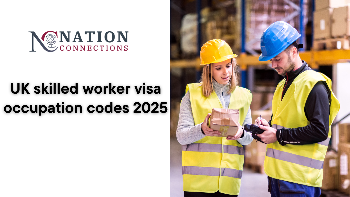 UK skilled worker visa occupation codes 2025